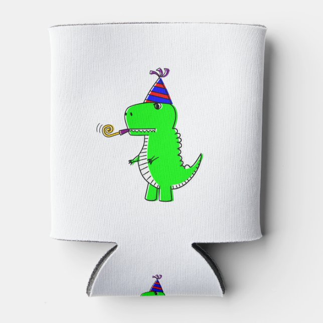Cute Happy Birthday Dinosaur Can Cooler (Front)