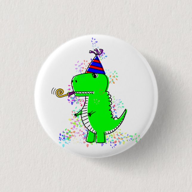 Cute Happy Birthday Dinosaur Confetti 3 Cm Round Badge (Front)