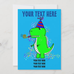 Cute Happy Birthday Dinosaur Confetti Invitation