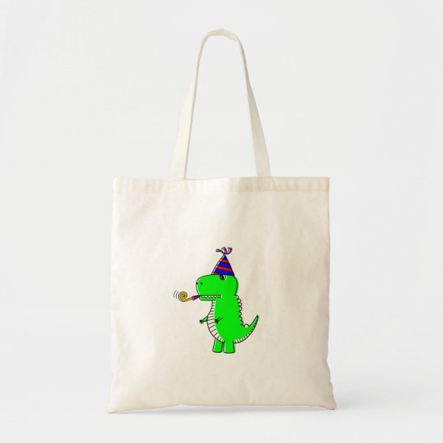 Cute Happy Birthday Dinosaur Tote Bag (Front)