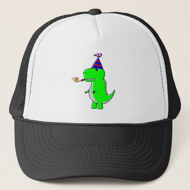 Cute Happy Birthday Dinosaur Trucker Hat (Front)