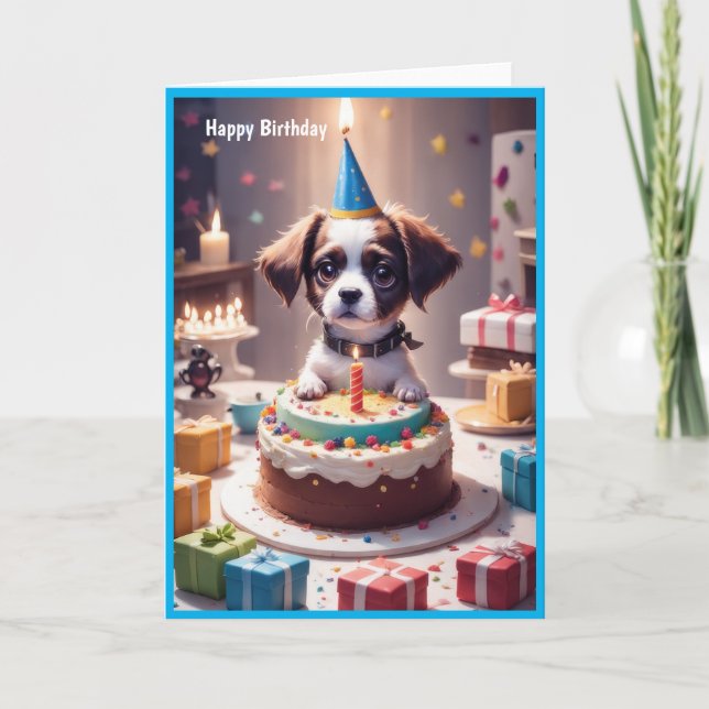 Cute Happy Birthday Dog Card (Front)