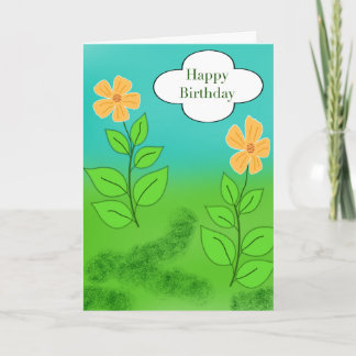 Cute Happy Birthday Flower Greeting Card
