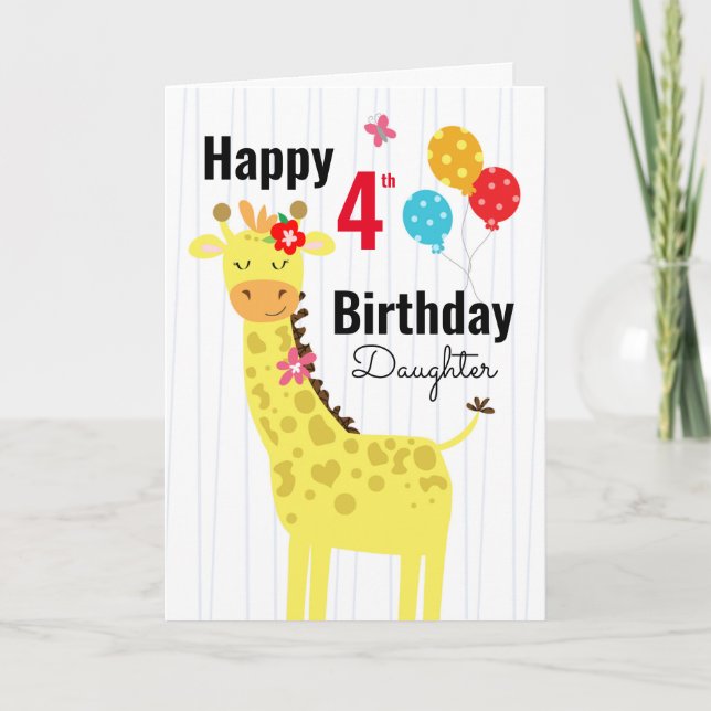 Cute Happy Birthday Giraffe Daughter Card (Front)