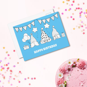 Cute Happy Birthday Gnome Stamp Postcard