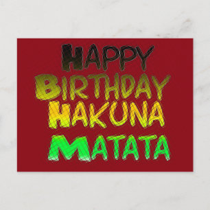 Cute Happy Birthday Hakunamatata Inspirational Art Postcard