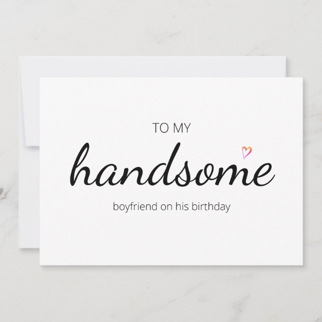 cute happy birthday handsome boyfriend heart love invitation (Front)