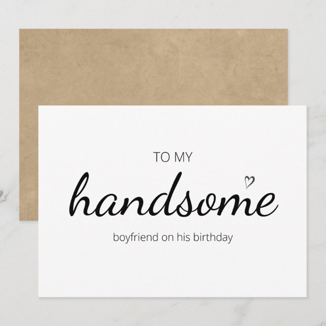 cute happy birthday handsome boyfriend heart love invitation (Front/Back)