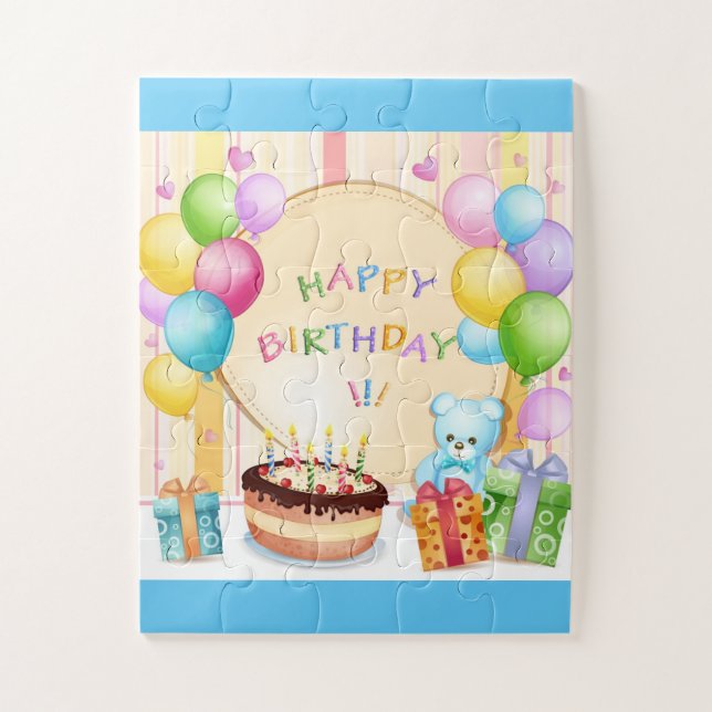 Cute happy birthday jigsaw puzzle (Vertical)