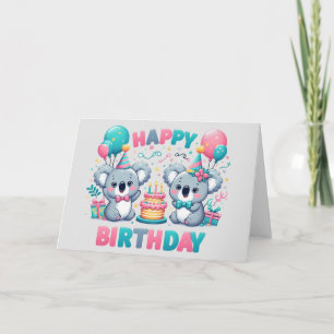 Cute Happy Birthday Koala Bears Card