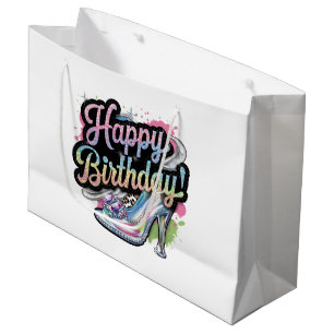 Cute Happy Birthday lady's party  Large Gift Bag