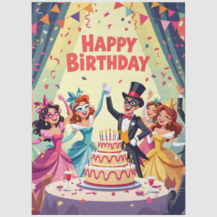 Cute Happy Birthday masquerade theme Tissue Paper