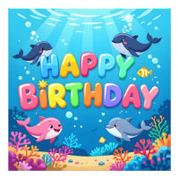 Cute Happy Birthday nautical dolphin
