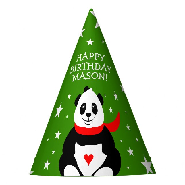 Cute Happy Birthday Panda with Bowler Hat & Scarf (Front)