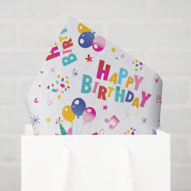 Cute Happy Birthday Pattern Tissue Paper (Gift Bag)