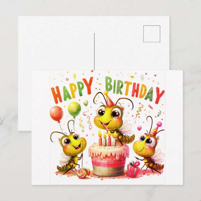 Cute happy birthday postcards (Front/Back)