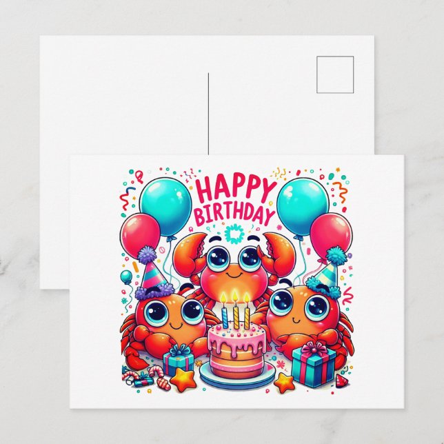 Cute happy birthday postcards (Front/Back)