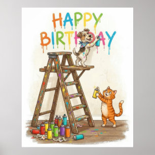 Cute Happy Birthday Poster