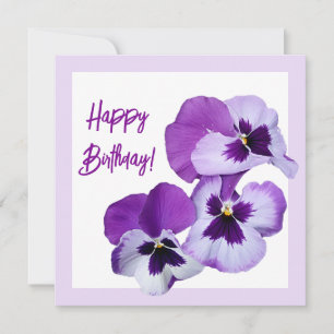 Cute Happy birthday pretty purple pansy floral  Card