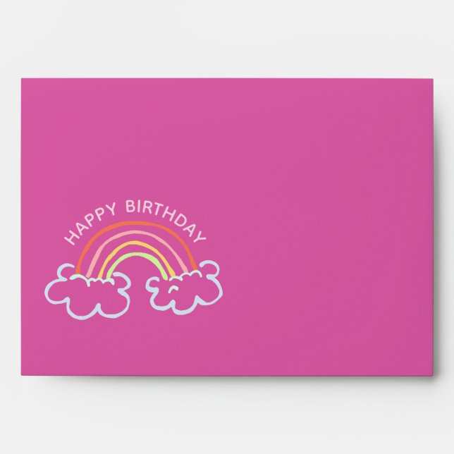 Cute Happy Birthday Rainbow Clouds Envelope (Front)