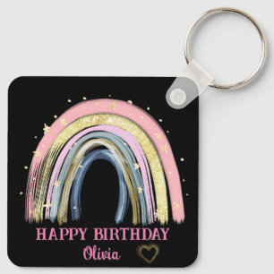 Cute  Happy Birthday Rainbow  Key Ring