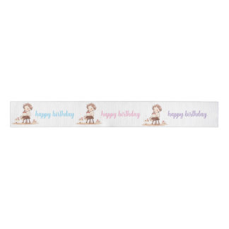 Cute Happy Birthday Ribbon – Cartoon Birthday Deco Grosgrain Ribbon