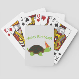Cute Happy Birthday! Turtle Playing Cards