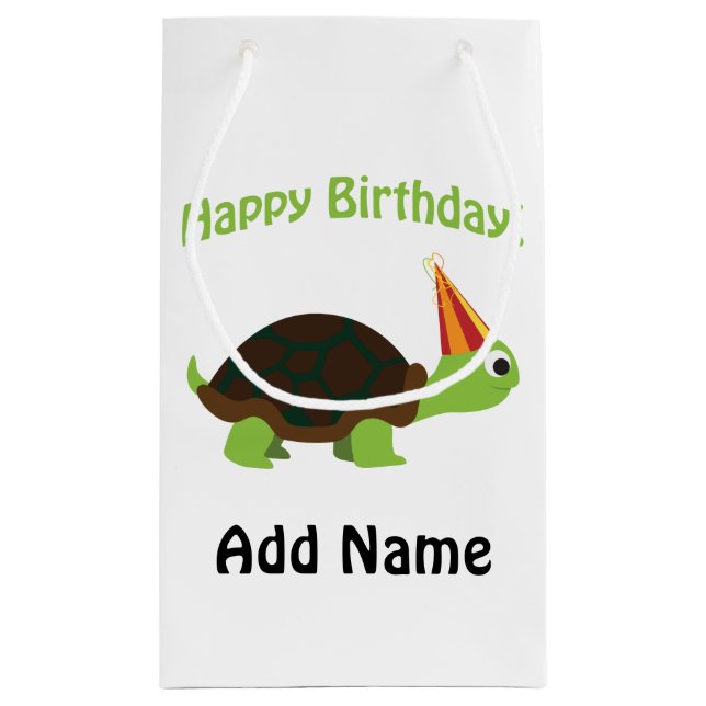 Cute Happy Birthday! Turtle Small Gift Bag (Back)