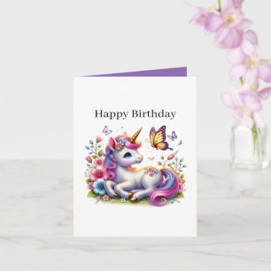 Cute Happy Birthday unicorn lovers customisable  Card