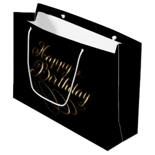 Cute Happy Birthday unisex word art Large Gift Bag