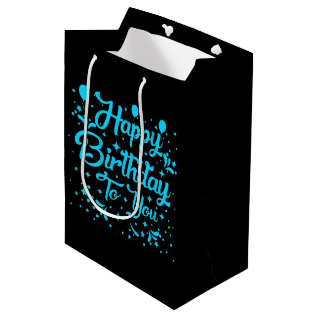 Cute Happy Birthday unisex word art  Medium Gift Bag (Front Angled)