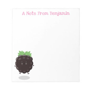 Cute happy blackberry fruit cartoon illustration notepad