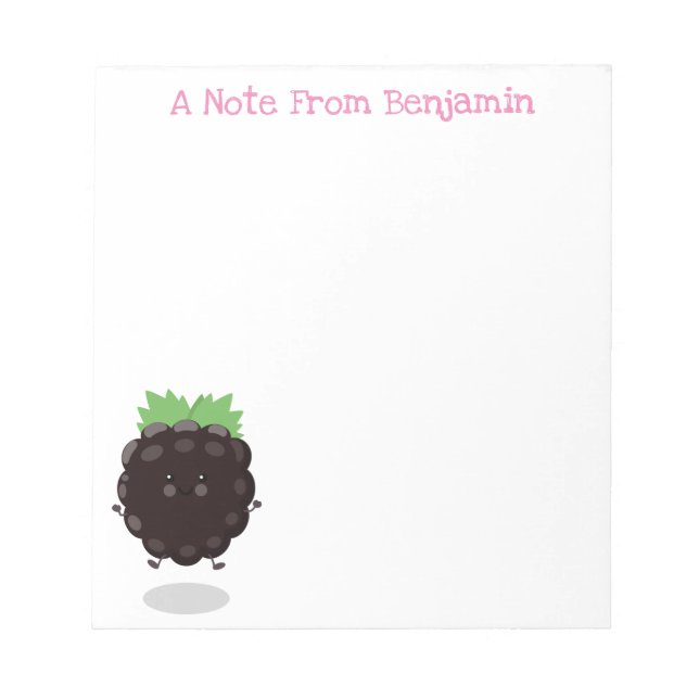 Cute happy blackberry fruit cartoon illustration notepad (Front)