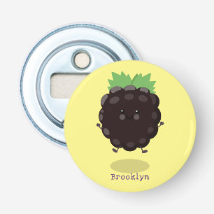 Cute happy blackberry purple cartoon illustration bottle opener