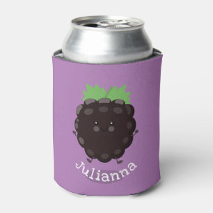 Cute happy blackberry purple cartoon illustration can cooler