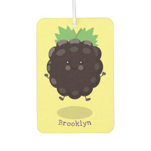 Cute happy blackberry purple cartoon illustration  car air freshener