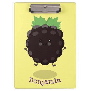 Cute happy blackberry purple cartoon illustration clipboard
