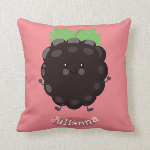 Cute happy blackberry purple cartoon illustration cushion