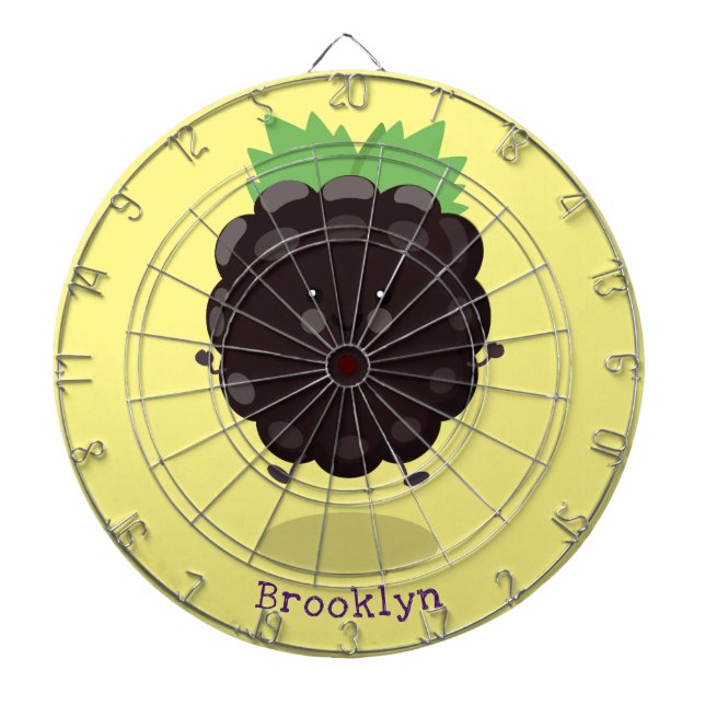 Cute happy blackberry purple cartoon illustration dartboard (Front)