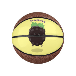 Cute happy blackberry purple cartoon illustration mini basketball
