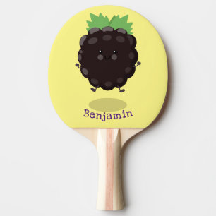 Cute happy blackberry purple cartoon illustration ping pong paddle