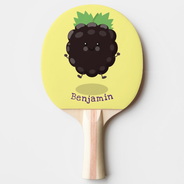 Cute happy blackberry purple cartoon illustration ping pong paddle (Front)