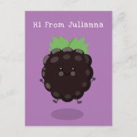 Cute happy blackberry purple cartoon illustration