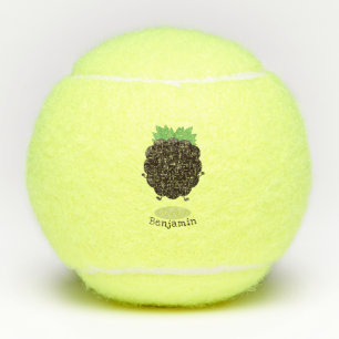 Cute happy blackberry purple cartoon illustration tennis balls