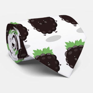 Cute happy blackberry purple cartoon illustration tie