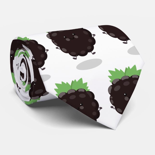 Cute happy blackberry purple cartoon illustration tie (Rolled)