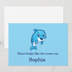 Cute Happy Blue Dolphin Cartoon Sea Creature Invitation