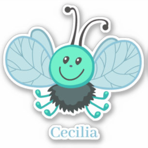 Cute happy blue fly bug mosquito personalised