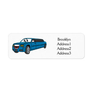 Cute happy blue Limousine cartoon car