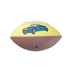 Cute happy blue Limousine cartoon car American Football